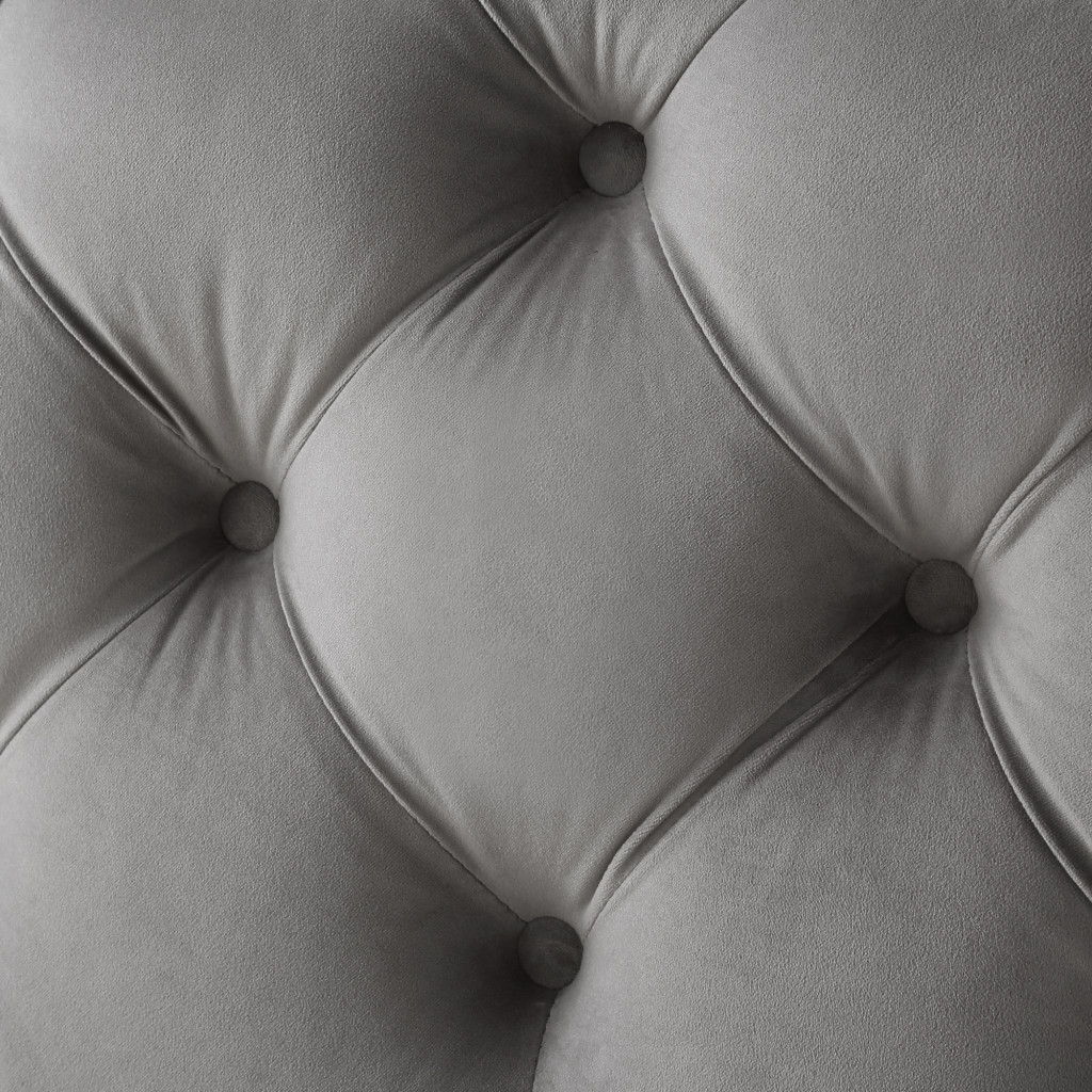 Velvet Rolling Tufted Cocktail Ottoman - Gray