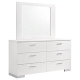 Felicity - 6-Drawer Dresser White Dresser & Mirror by CoasterEssence | Bel Furniture