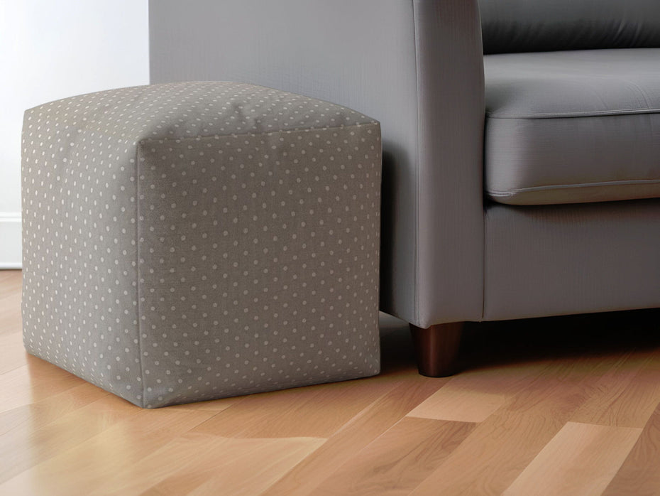 Cotton Polka Dots Pouf Ottoman - Gray