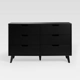 Mid-Century Hans 6 Drawer Dresser With Cut-Out Handles by Walker Edison | Bel Furniture