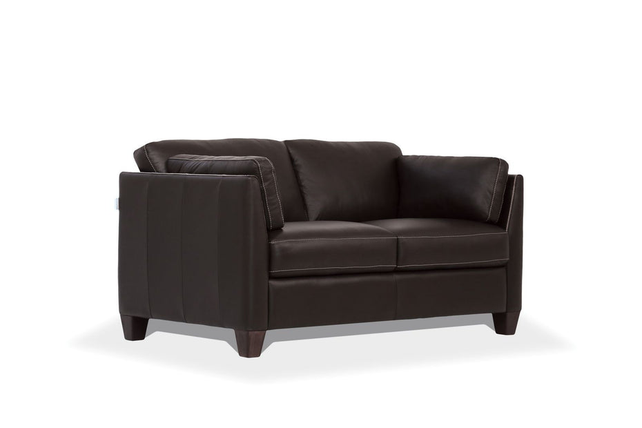 Leather Loveseat - Chocolate / Brown