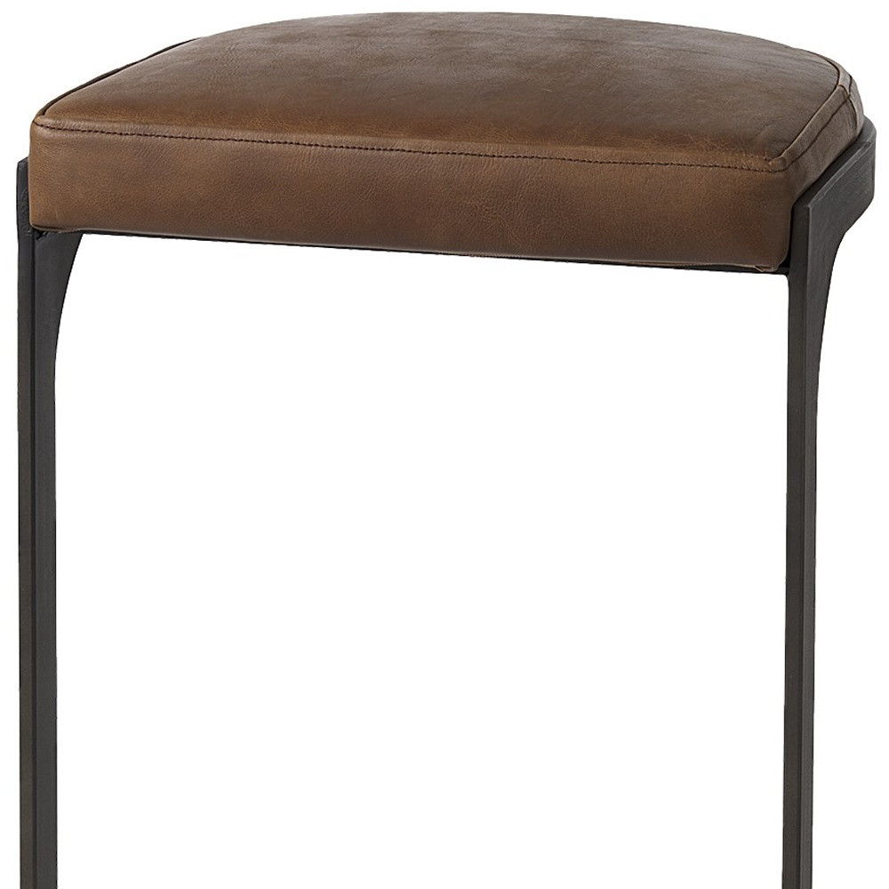 Medium Iron Backless Bar Chair - Brown