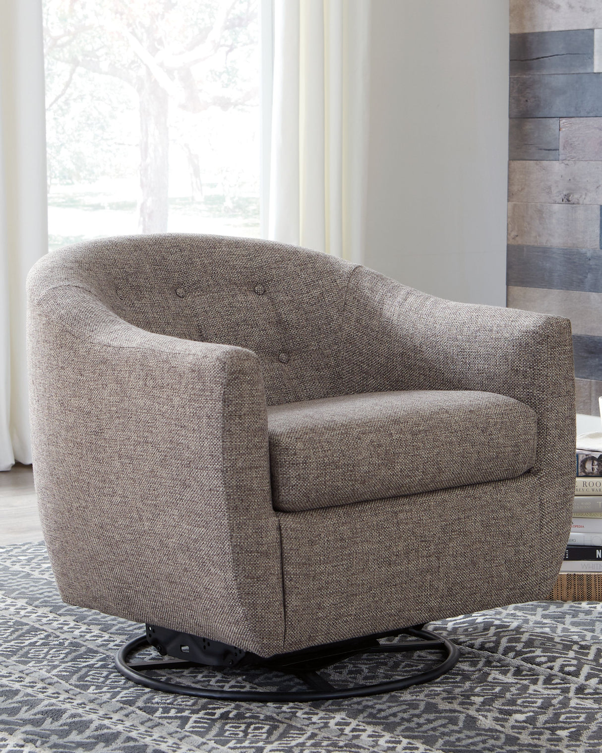 Upshur - Taupe - Swivel Glider Accent Chair by Signature Design by Ashley® | Bel Furniture