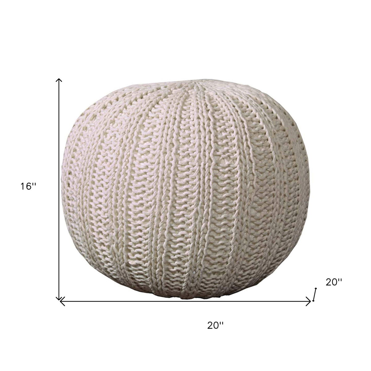 Cotton Round Ottoman - Beige