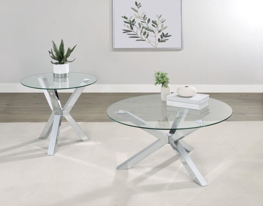 Kenzie - Round Tempered Glass Top Table by Coaster Fine Furniture | Bel Furniture