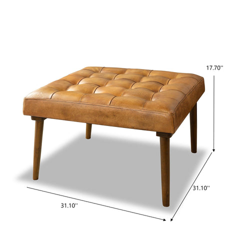 Mark - Tufted Square Genuine Upholstered Ottoman - view 5