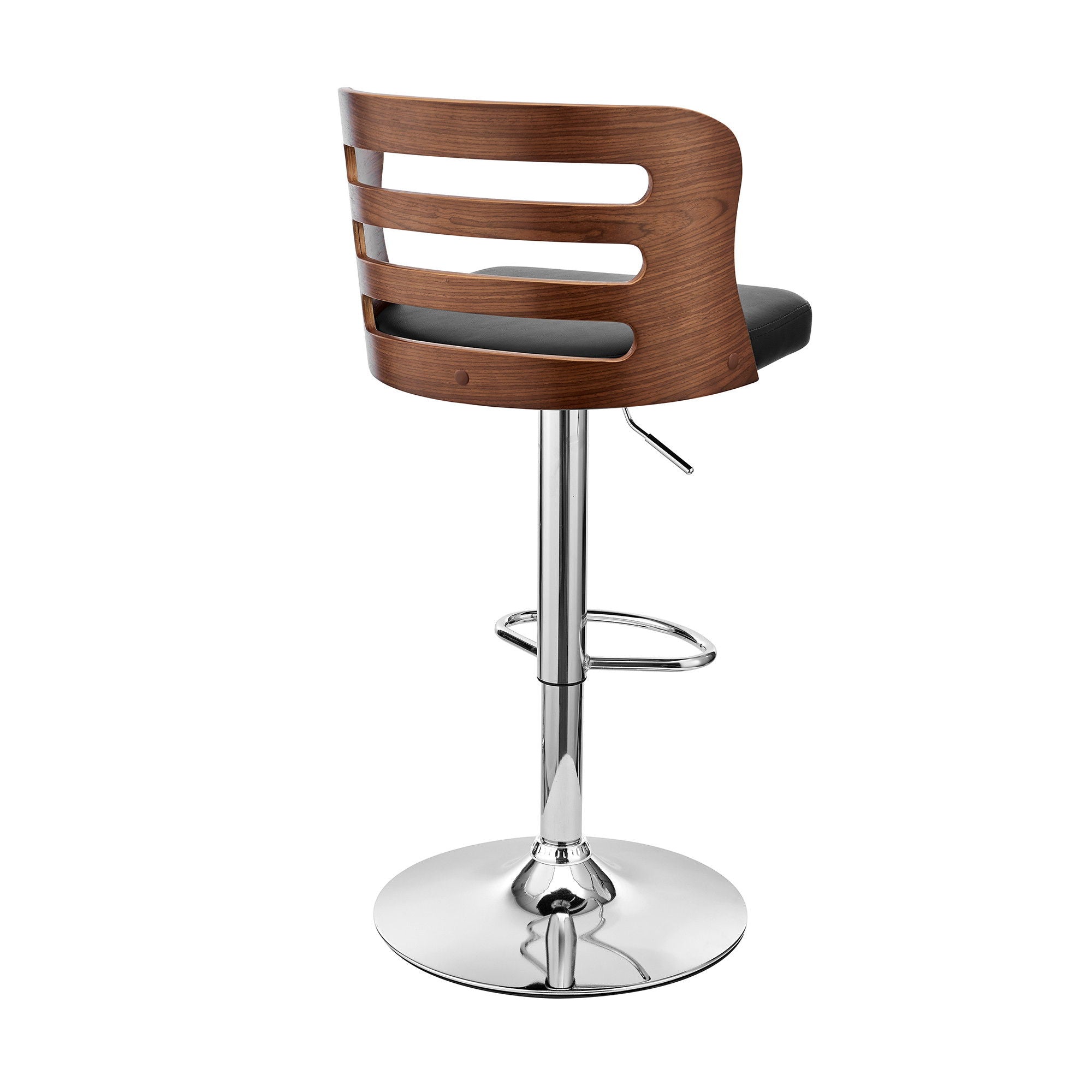 And Silver Swivel Adjustable Height Bar Chair - Black / Brown