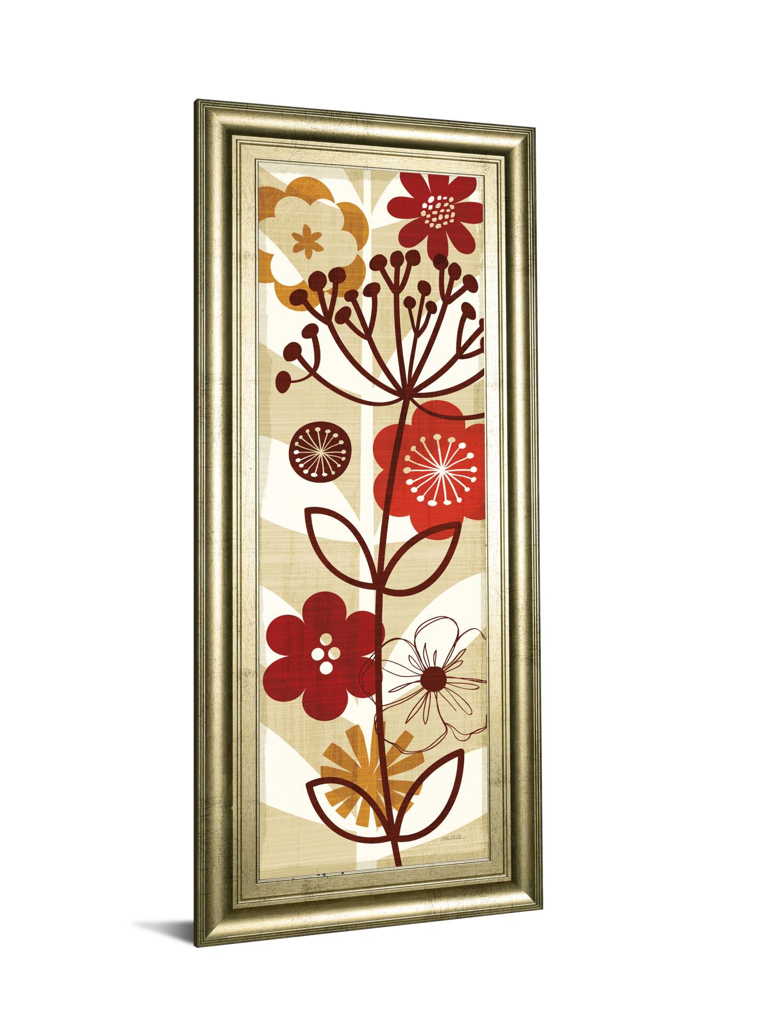 Floral Pop Panel Il By Mo Mullan - Framed Print Wall Art - Red