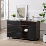 Contemporary Detailed Door Sideboard With Open Storage by Walker Edison | Bel Furniture