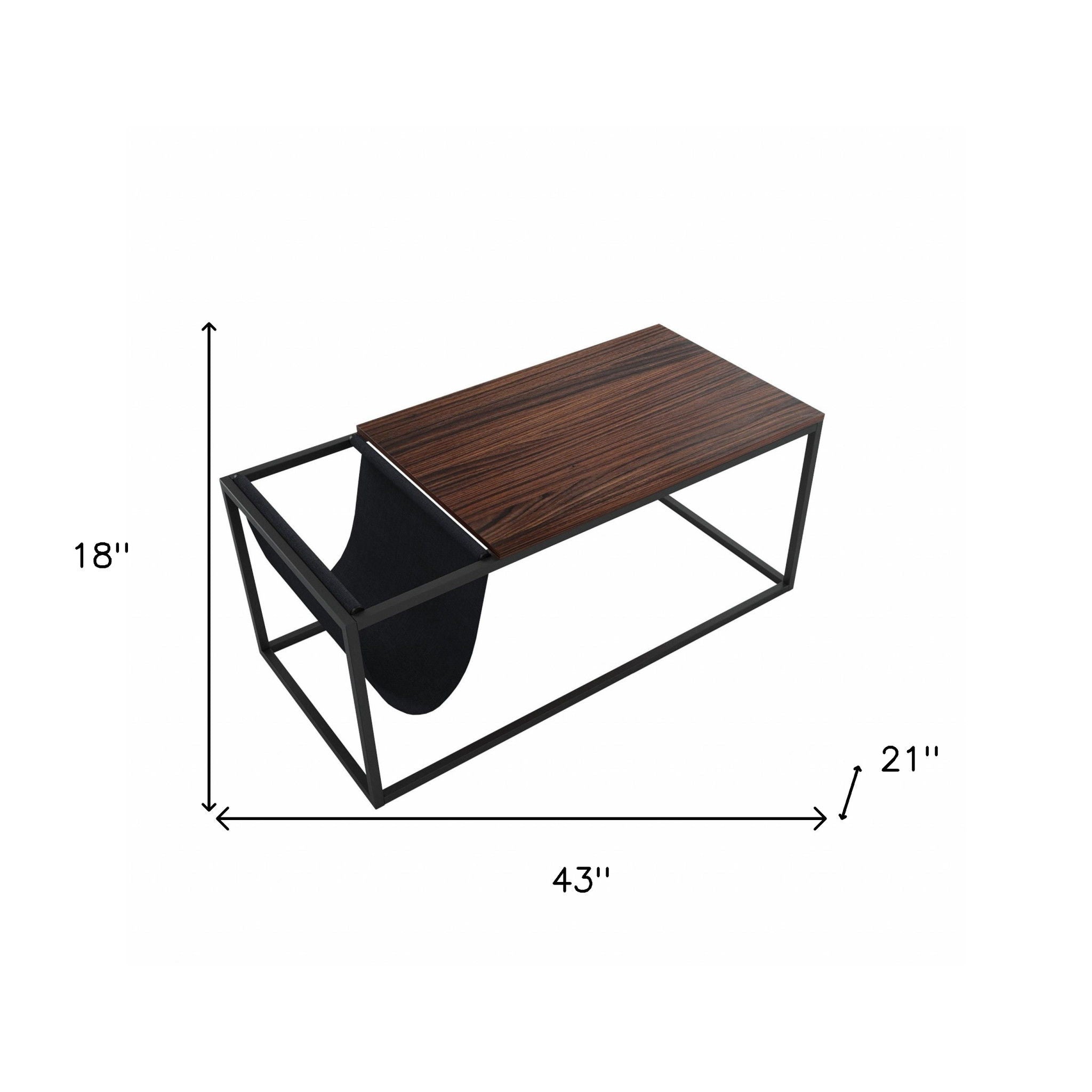 Metal Coffee Table With Shelf - Brown / Black