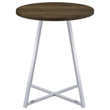 Burkhart - Round Pub Height Bistro Bar Table - Brown Oak by CoasterEveryday | Bel Furniture