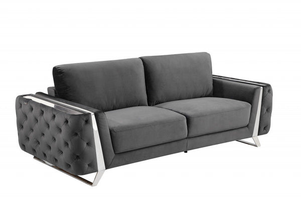 Sofa With Silver Legs - Gray