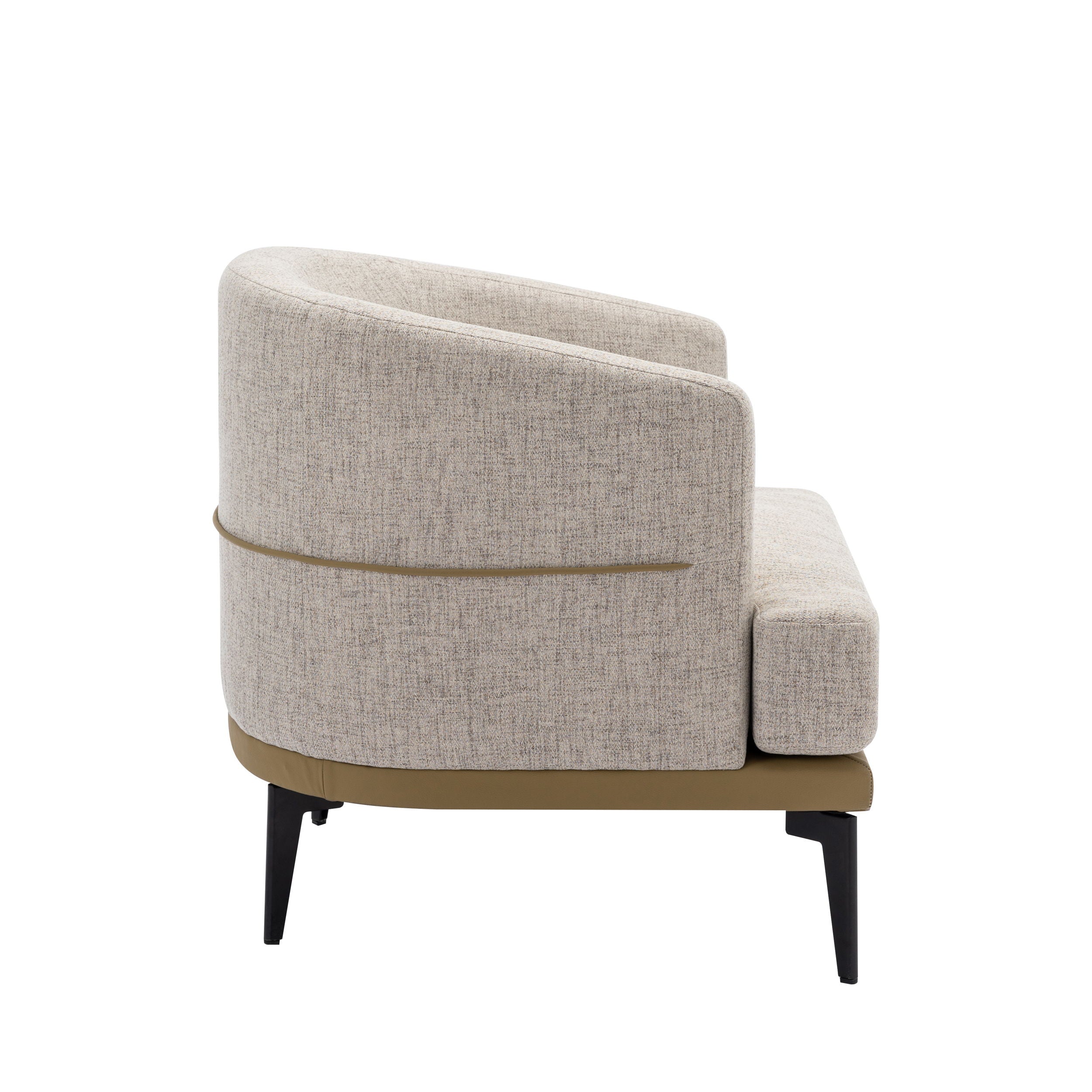 Modern Two-Tone Barrel Chair, Upholstered Round Armchair For Living Room Bedroom Reading Room