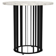 Haven - Round Genuine White Marble Top Table Black End Tables by Coaster Fine Furniture | Bel Furniture