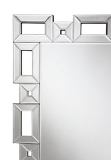 Tavin - Geometric Frame Standing Mirror - Silver by CoasterEssence | Bel Furniture