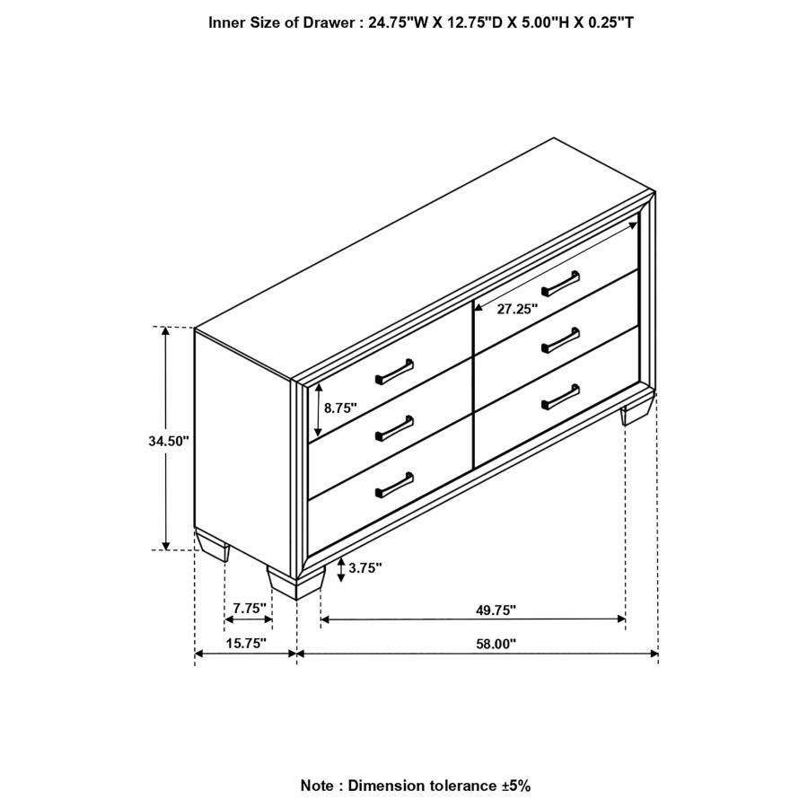 Brandon - 6-Drawer Dresser - Warm Brown