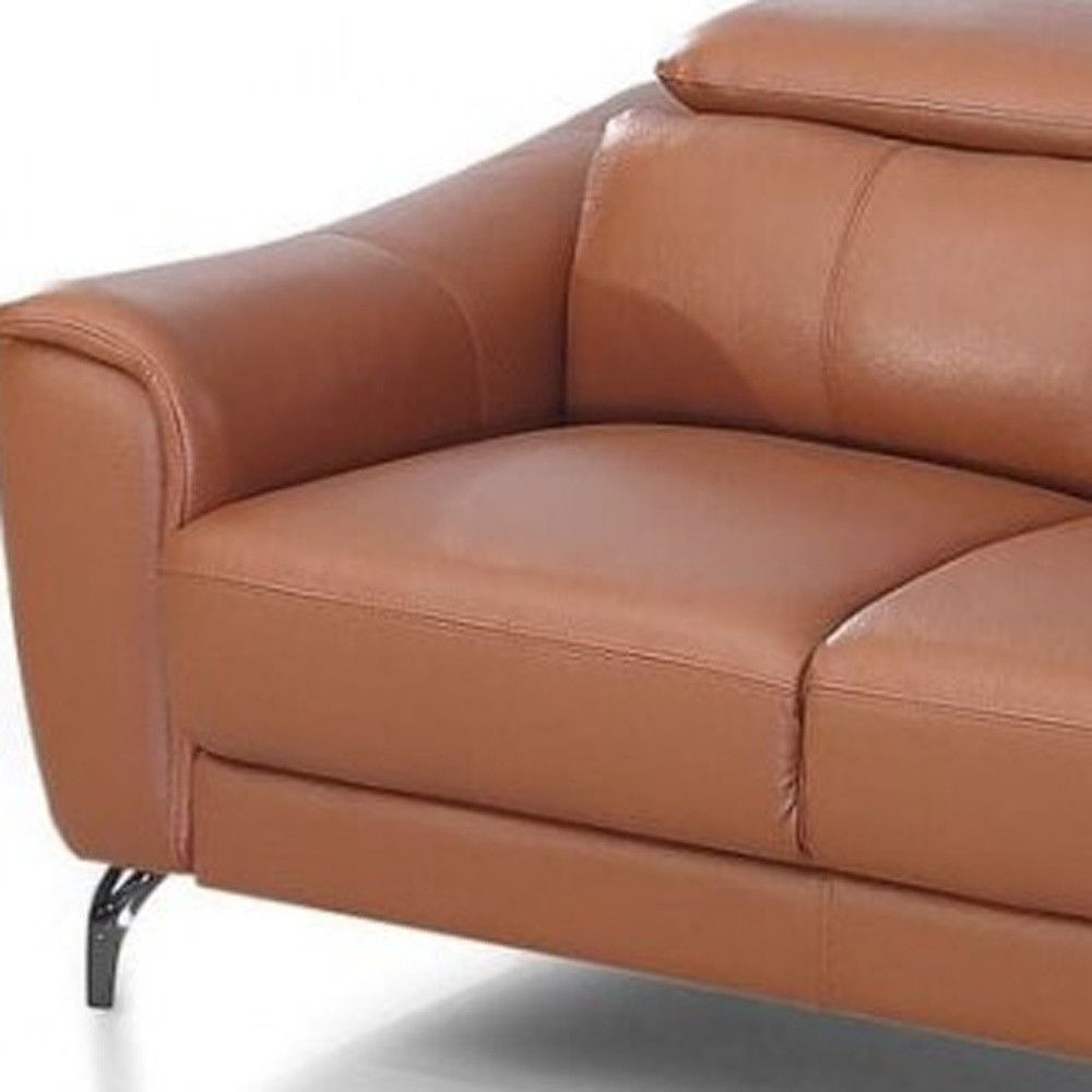 Urban Leather Adjustable Headrest Loveseat - Brown