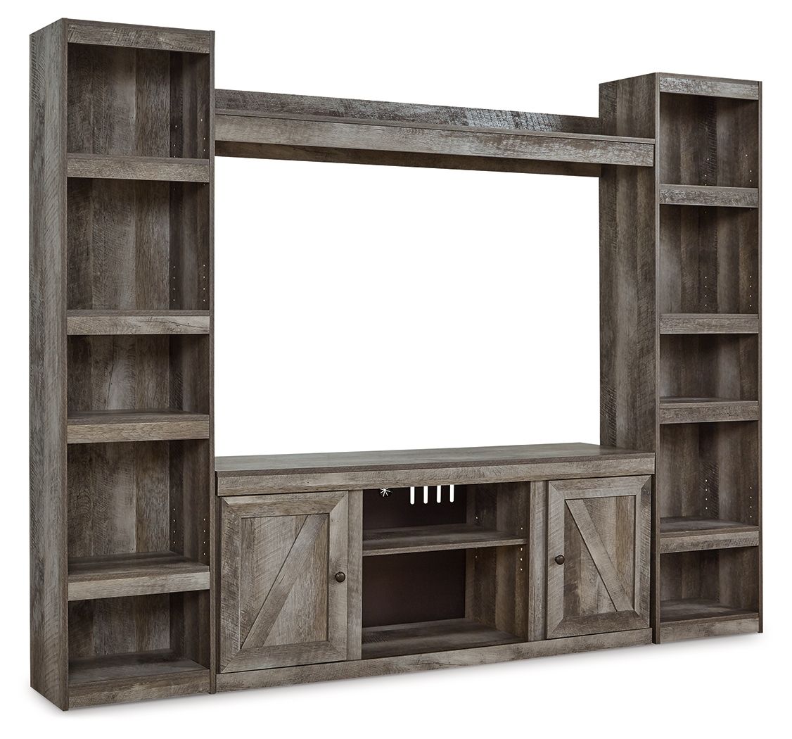 Wynnlow - Gray - 4-Piece Entertainment Center With LG TV Stand W/Fireplace Option by Signature Design by Ashley® | Bel Furniture