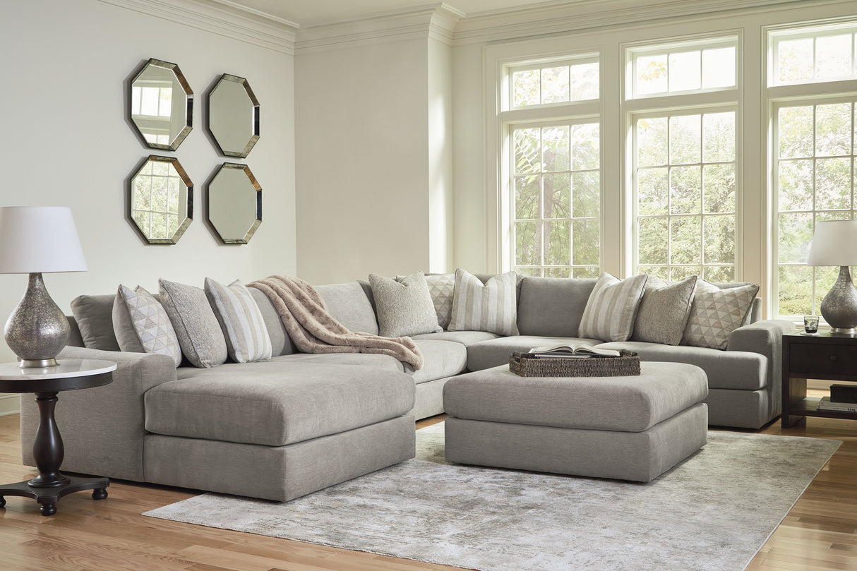 Avaliyah - Living Room Set Dark Gray 7 Pc. - 6-Piece Sectional With LAF Corner Chaise, Ottoman by Signature Design by Ashley® | Bel Furniture