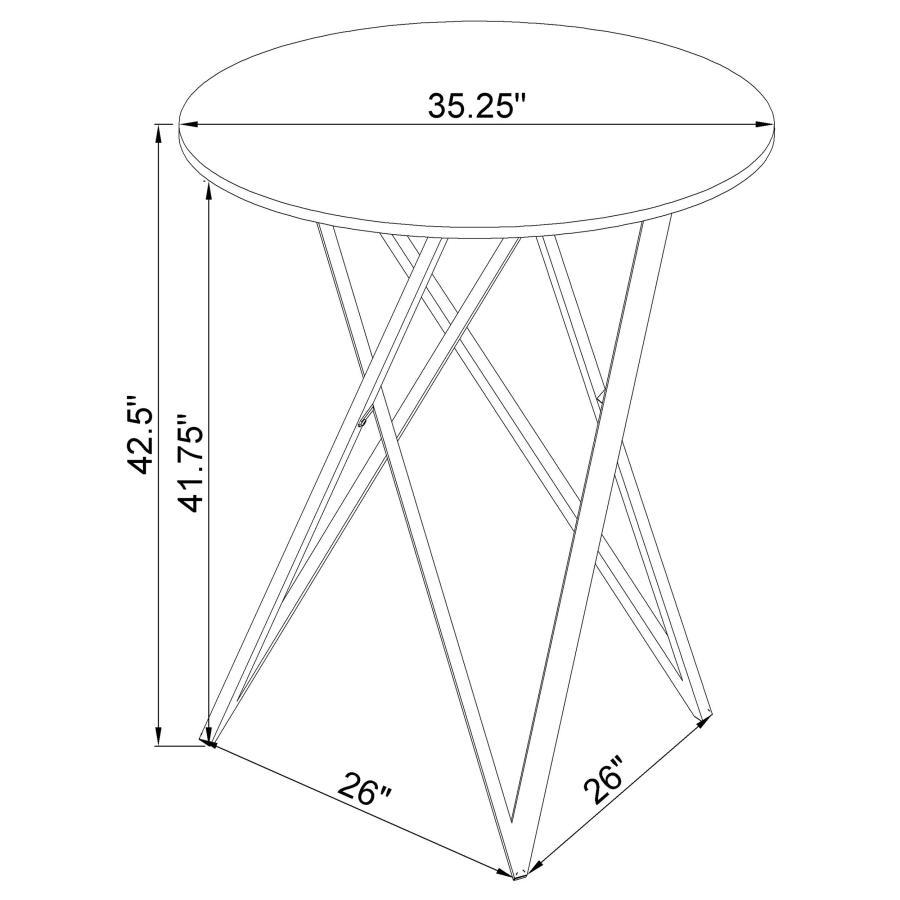 Bexter - Round Faux Marble Bistro Bar Table - Chrome