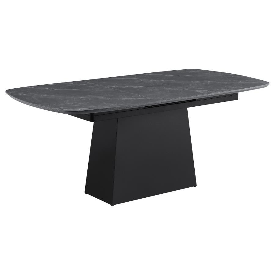 Potero - Faux Marble Extension Leaf Dining Table - Black by Coaster Fine Furniture | Bel Furniture