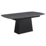 Potero - Faux Marble Extension Leaf Dining Table - Black by Coaster Fine Furniture | Bel Furniture