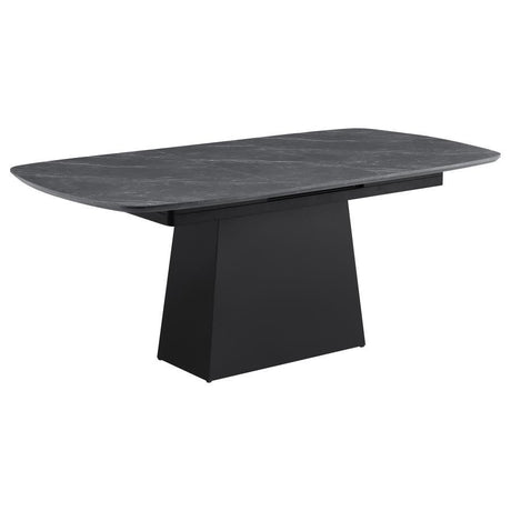 Potero - Faux Marble Extension Leaf Dining Table - Black by Coaster Fine Furniture | Bel Furniture