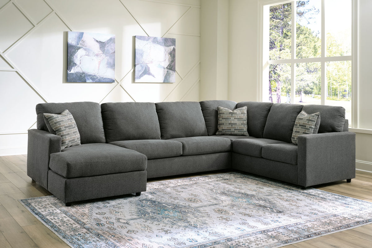 Edenfield - Sectional Dark Gray 3 Pc. Left Arm Facing Corner Chaise Sectional by Signature Design by Ashley® | Bel Furniture