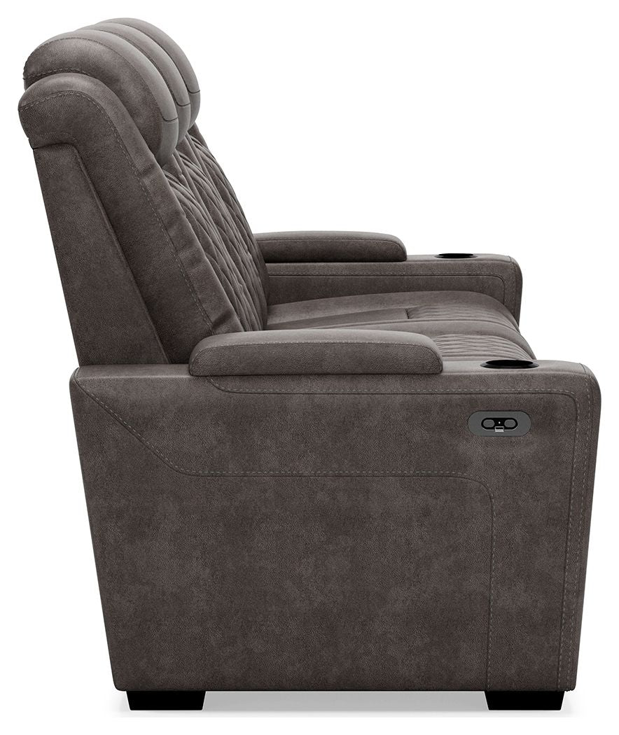 HyllMont - Gray - PWR REC Sofa with ADJ Headrest