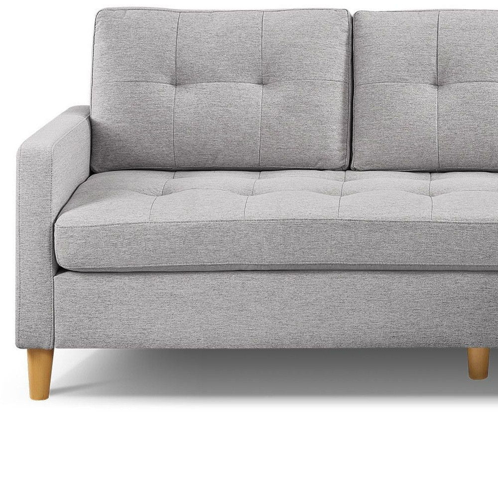 Polyester Blend Sofa With Ottoman With Natural Legs - Light Gray