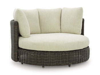 Kimora - Beige / Dark Brown - Swivel Lounge Chair With Cushion