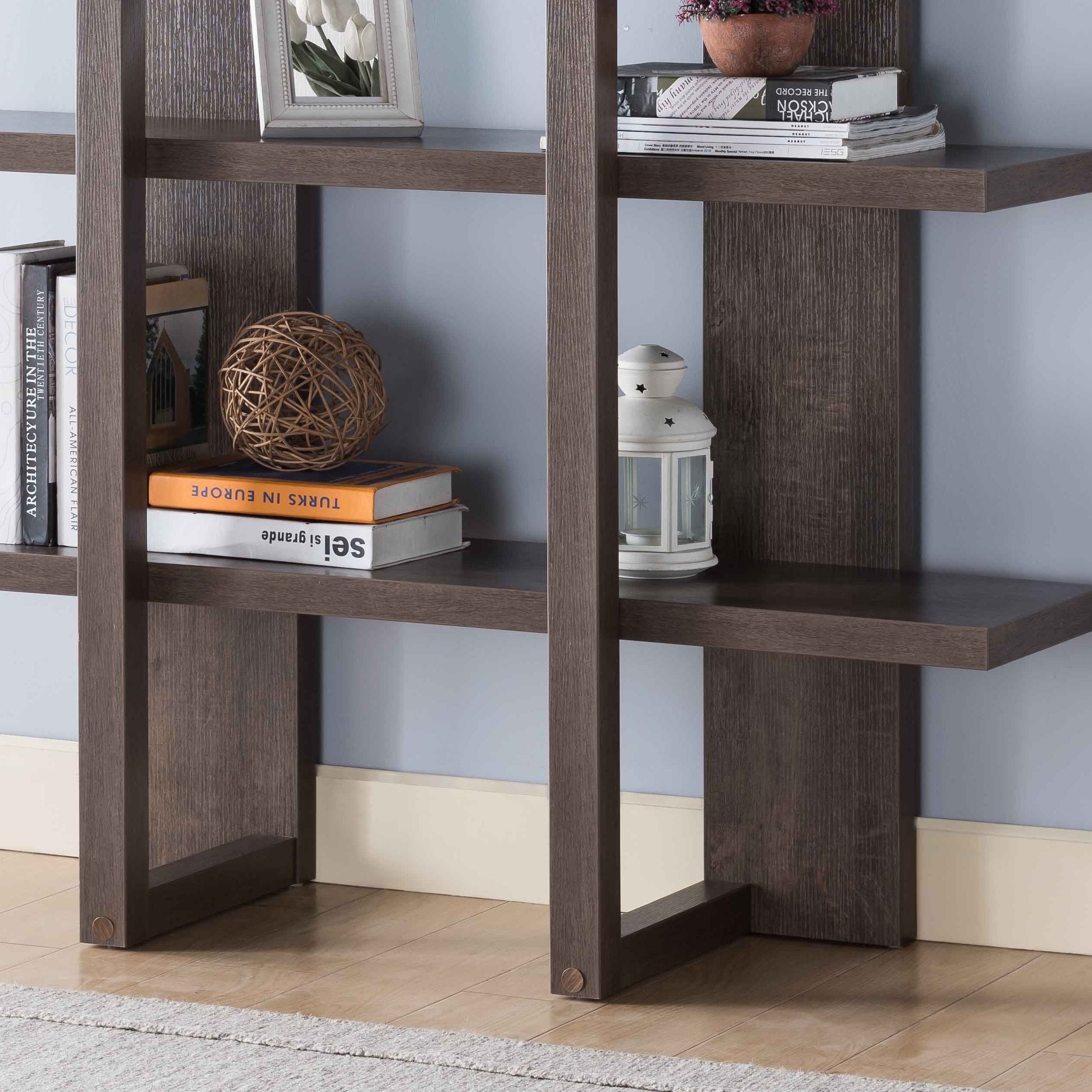 Two Toned Display Cabinet, Tall Bookcase Storage Cabinet