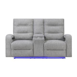 Isolde - Power Reclining Loveseat With LED Lighting - Gray