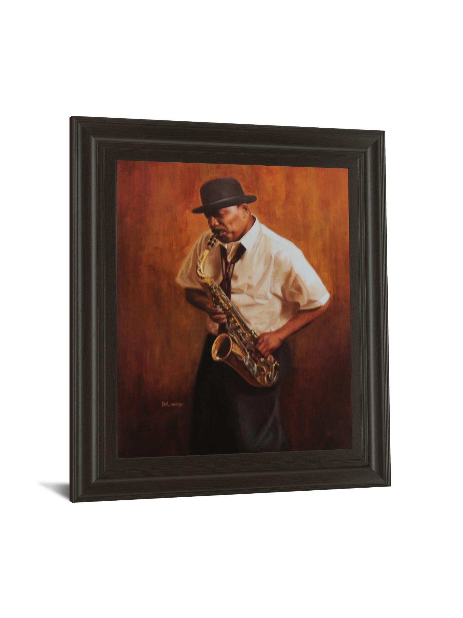 Sax Player - Framed Print Wall Art - White