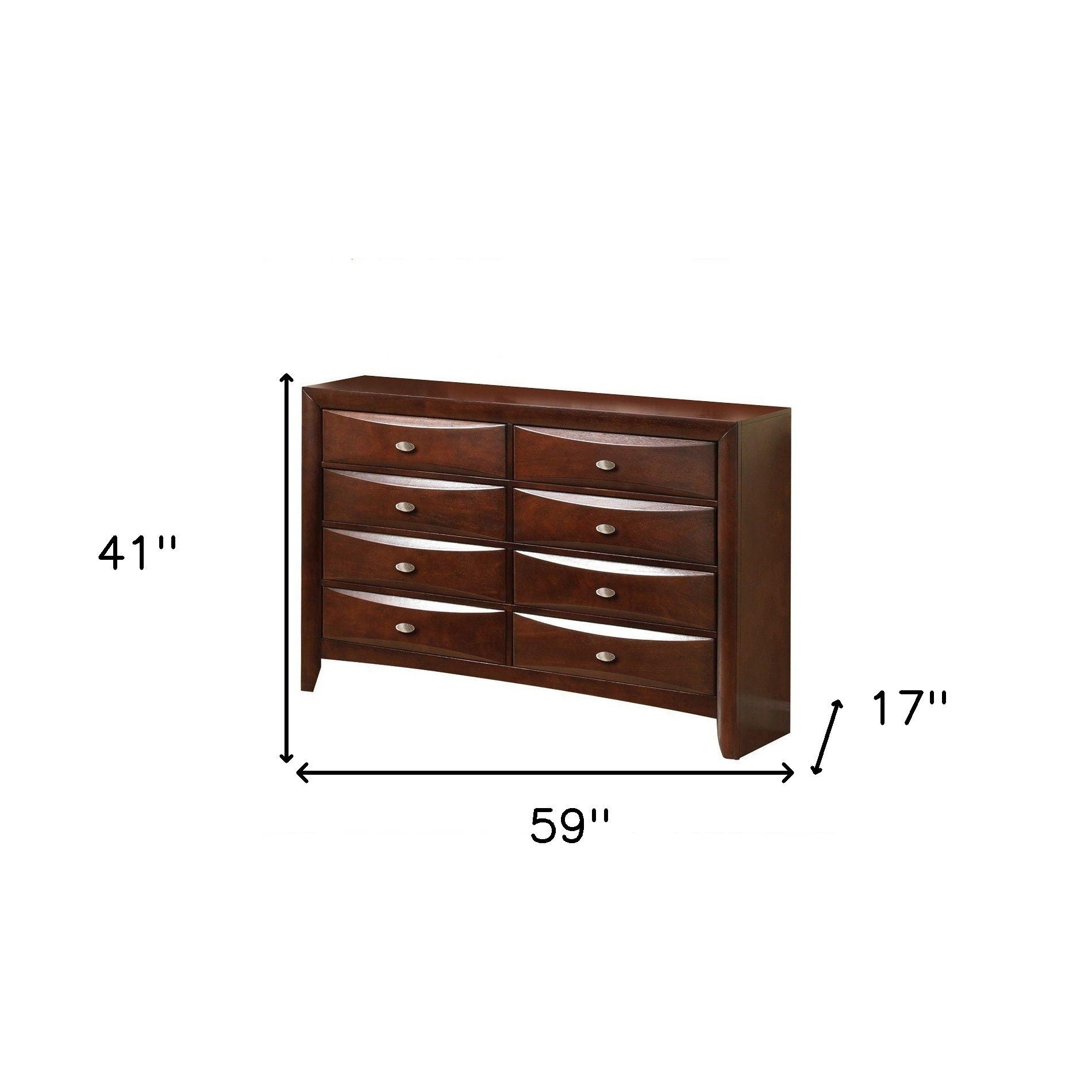 Wood Finish Dresser With 8 Drawers - Espresso