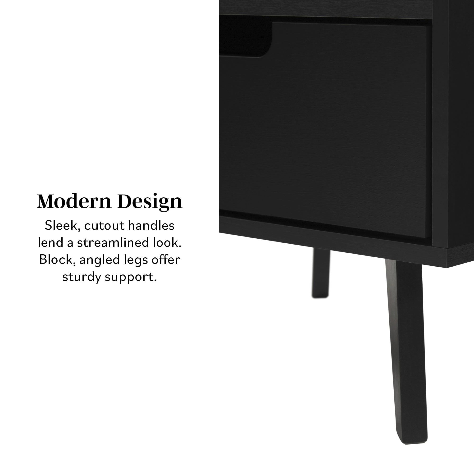 Modern 1 Drawer Nightstand With Open Cubby - Black