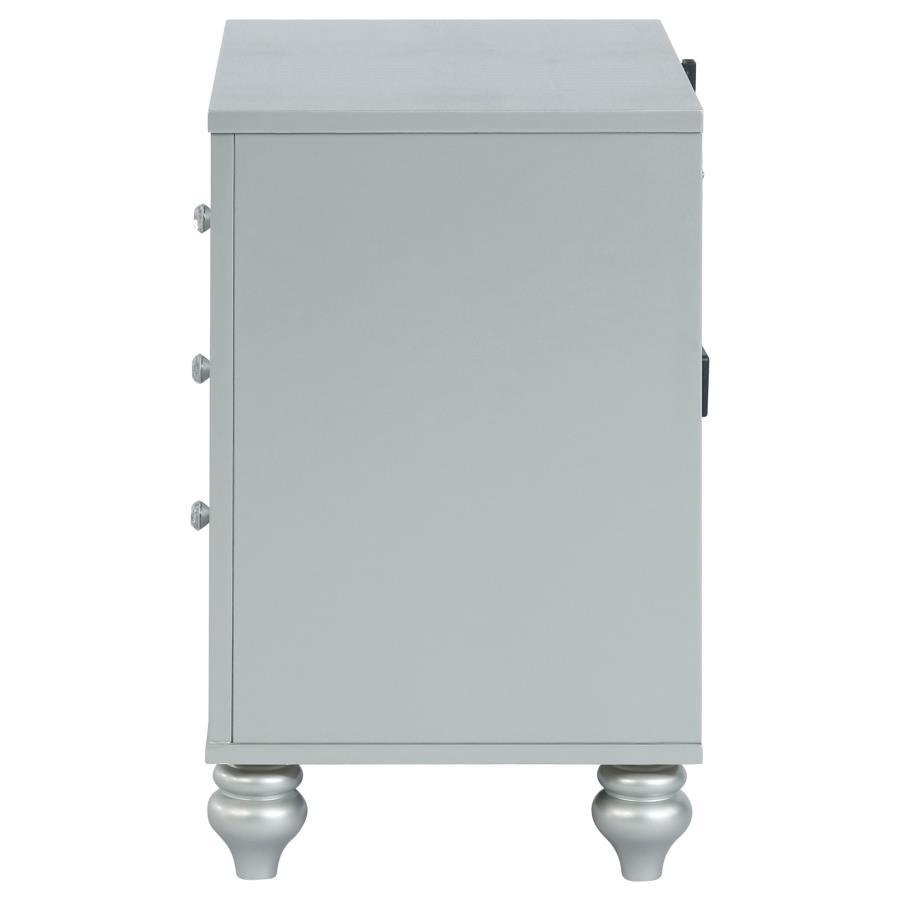 Gunnison - 2-Drawer Nightstand - Silver Metallic by CoasterEssence | Bel Furniture