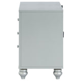 Gunnison - 2-Drawer Nightstand - Silver Metallic by CoasterEssence | Bel Furniture