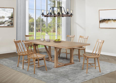 Middleton - 106" Extension Leaf Dining Set Light Brown 7 Pc. Table, 6 Chairs by Coaster Fine Furniture | Bel Furniture