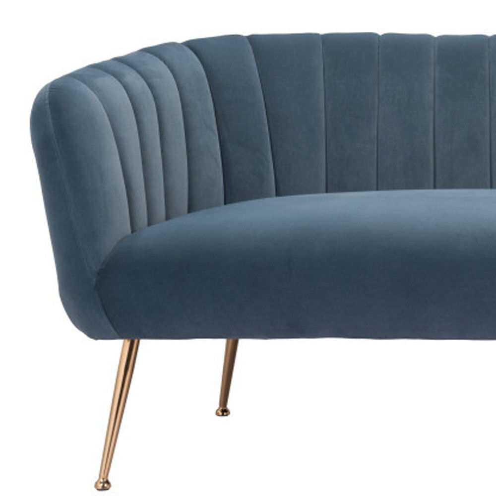 Velvet Sofa With Gold Legs - Gray