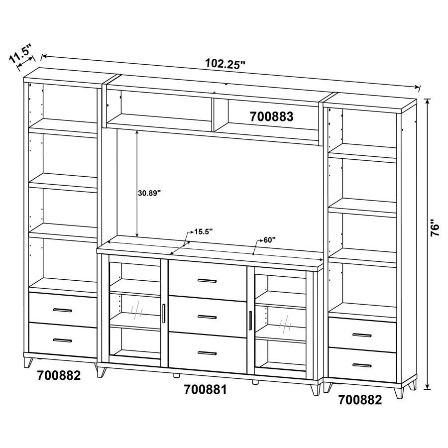 Lewes - 4 Piece TV Entertainment Center - Cappuccino