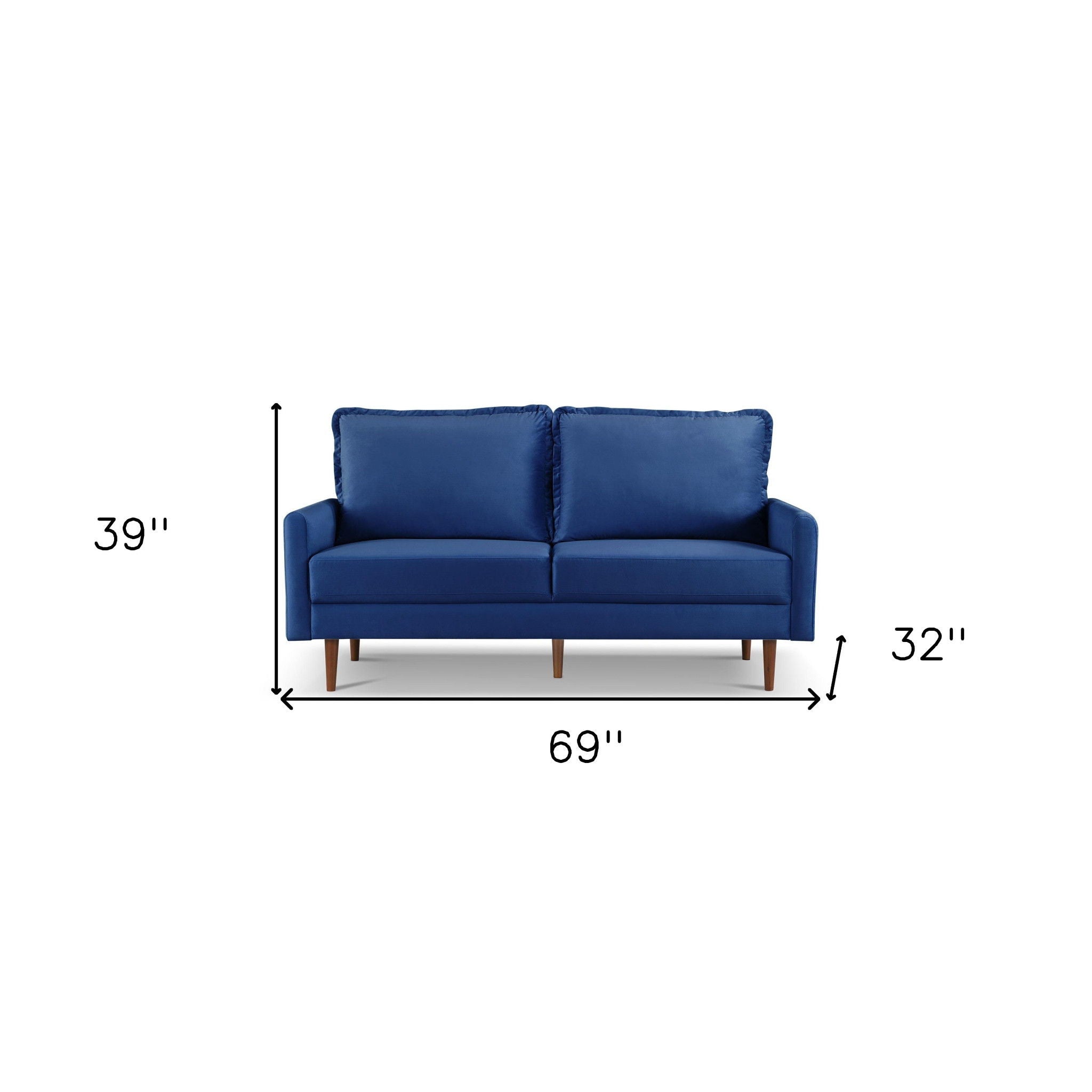 Sofa Velvet With Dark Brown Legs - Blue