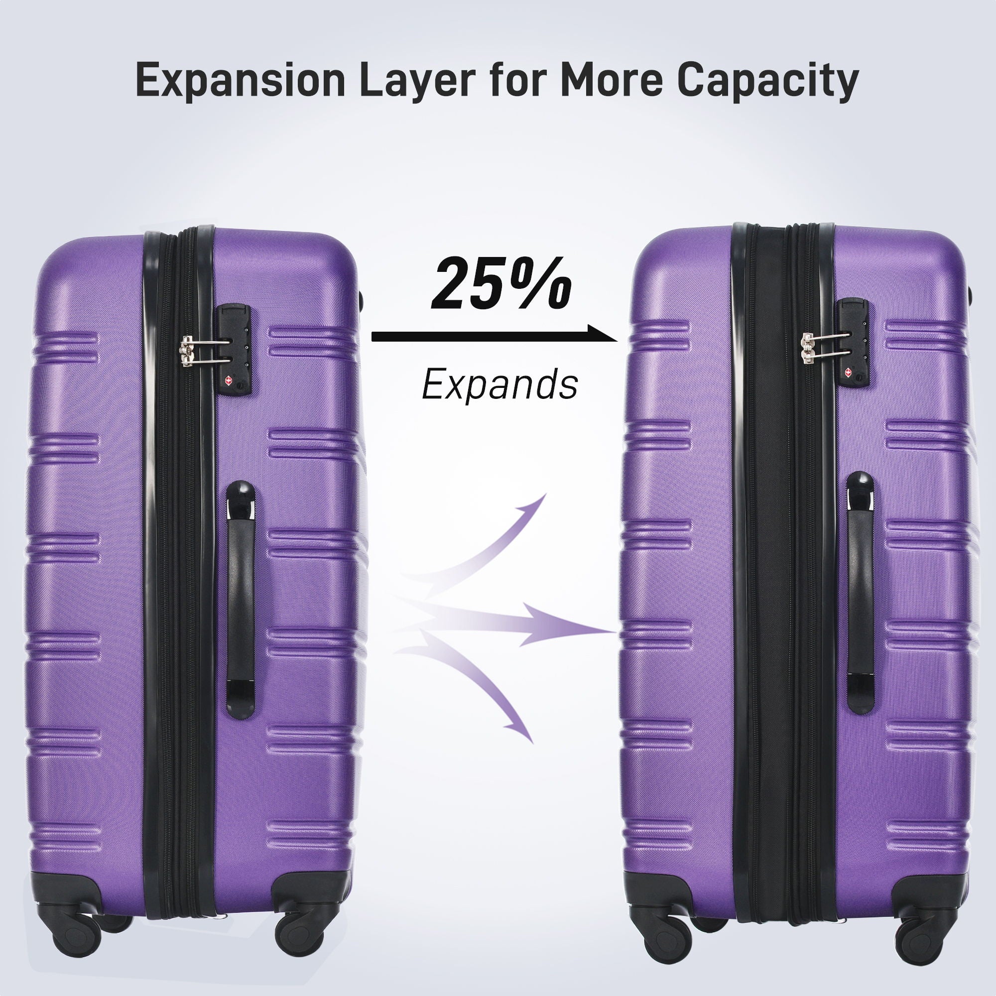 3 Piece Luggage Set Hardside Spinner Suitcase With Tsa Lock 20" 24" 28" Available