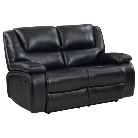 Camila - Upholstered Motion Reclining Loveseat Black by Coaster Fine Furniture | Bel Furniture
