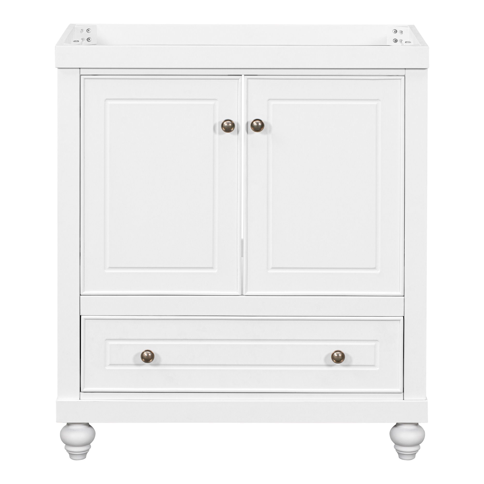 Bathroom Vanity Without Sink, Base Only, Cabinet With Doors And Drawer, Solid Frame And MDF Board - White