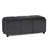 Avalon - Multi Functional Storage Ottoman Black Faux Leather by Simpli-Home | Bel Furniture