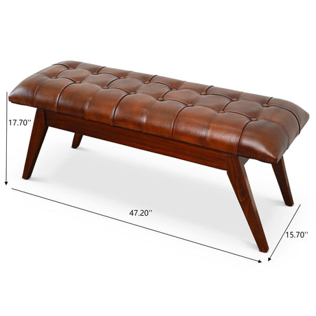 Maja - Bench - Cognac / Dark Brown - view 8