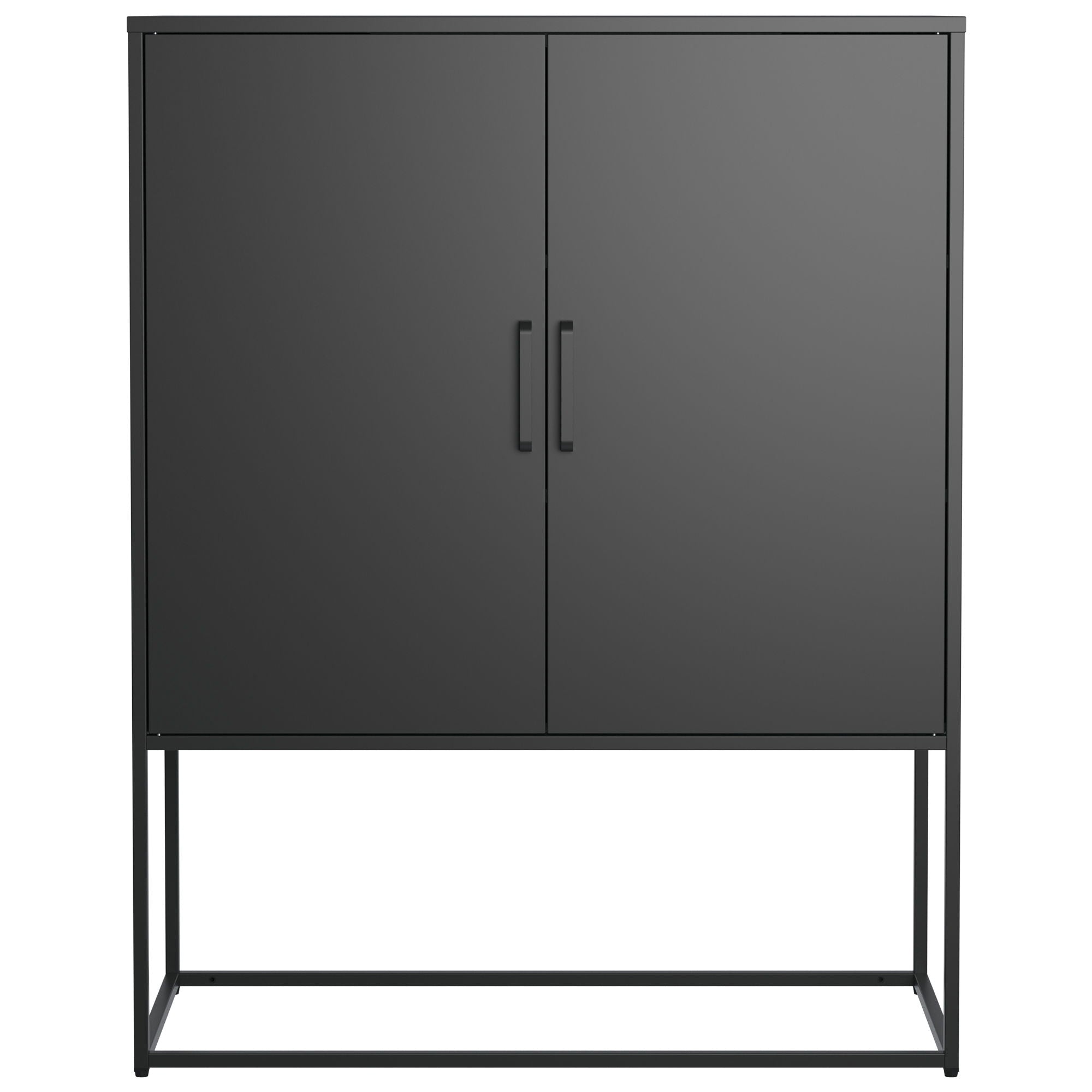 Heavy Duty Metal Buffet Sideboard Modern Steel Storage Cabinet With 2 Shelves, Free Standing Accent Cabinet With Magnetic Doors For Bedroom, Kitchen, And Home Office, Anti-Tip Design