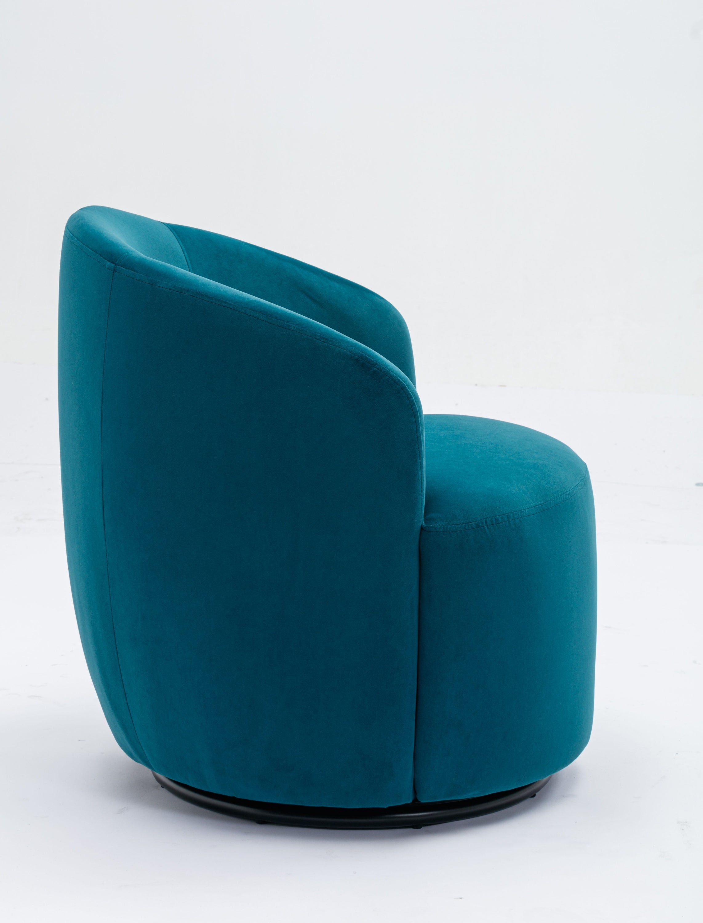 Velvet Fabric Swivel Accent Armchair Barrel Chair With Powder Coating Metal Ring