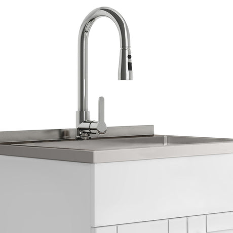 Shaker - Modern Wide, Laundry Cabinet With Faucet And Stainless Steel Sink - view 13